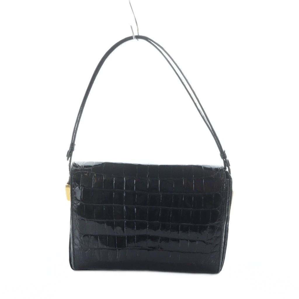 ノーブランド品 ハンドバッグ トート レザー クロコダイル ゴールド