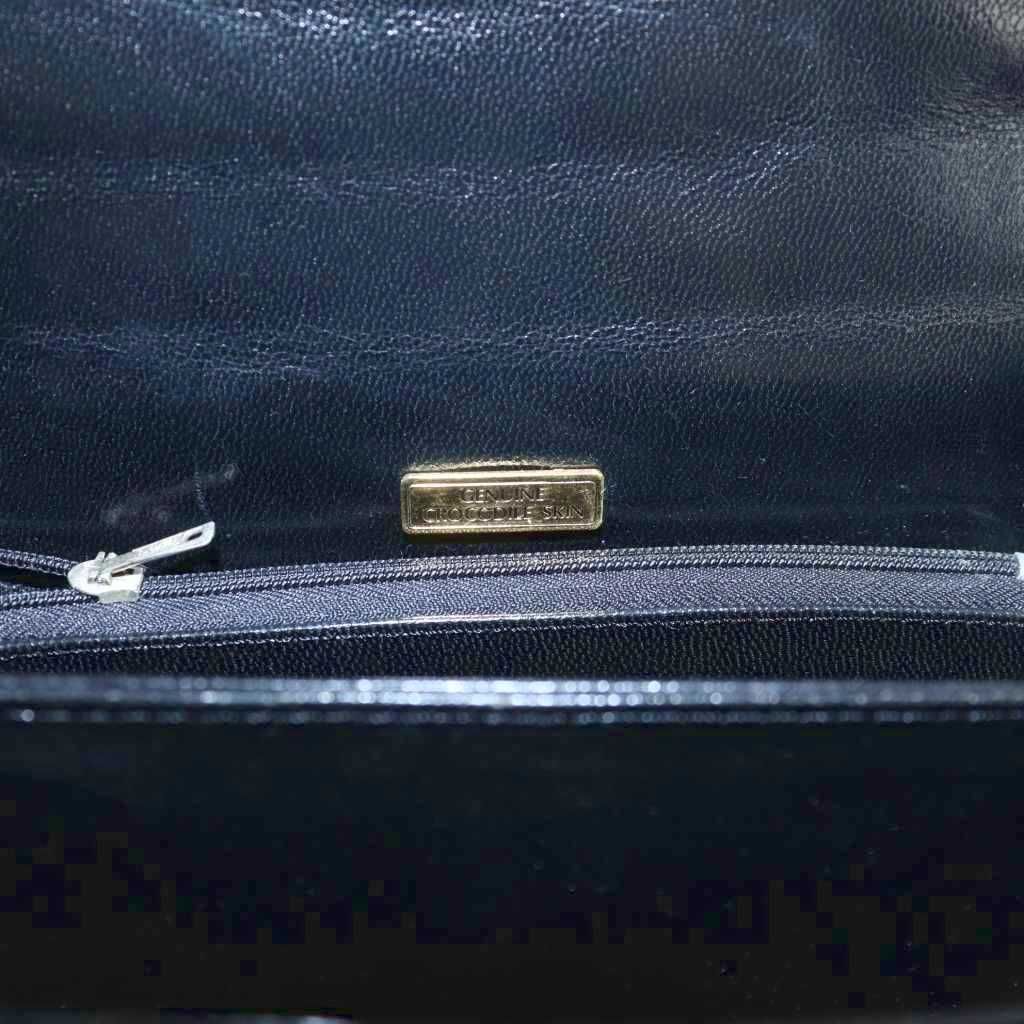 ノーブランド品 ハンドバッグ トート レザー クロコダイル ゴールド