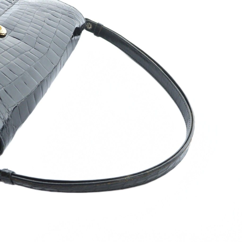 ノーブランド品 ハンドバッグ トート レザー クロコダイル ゴールド