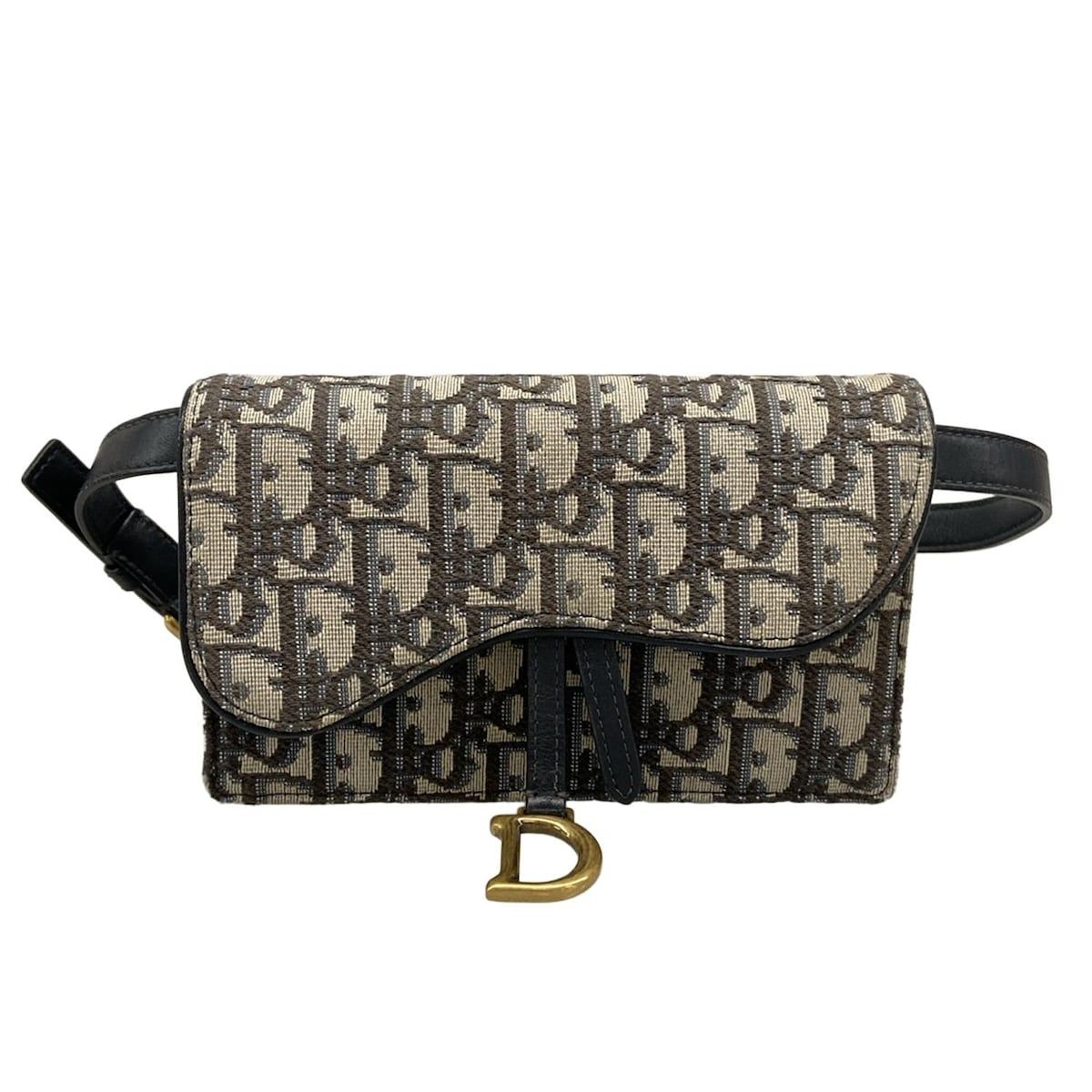 DIOR|ChristianDior ディオール|クリスチャンディオール ウエストポーチ サドルポーチ|オブリーク ダークネイビー×アイボリー レザー