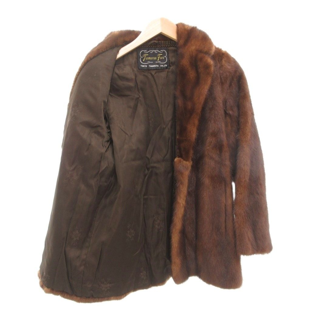 【中古】TAMARUYA FUR ファーコート ミンクファー 毛皮 13 茶 ブラウン 大きいサイズ /AE ■GY11 レディース TAMARUYA FUR ファーコート ミンクファー 毛皮 13 茶 ブラウン 大きい