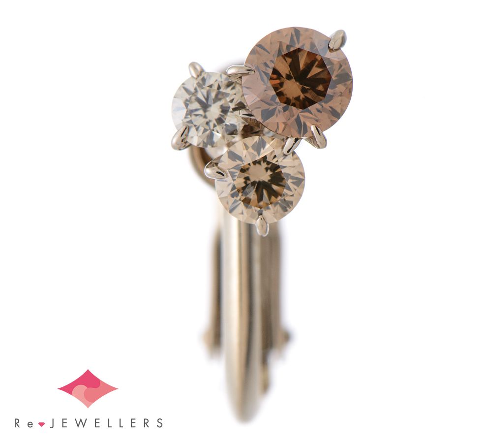 カシケイ ムク ブラウン ダイヤモンド 計0.76 イヤリング