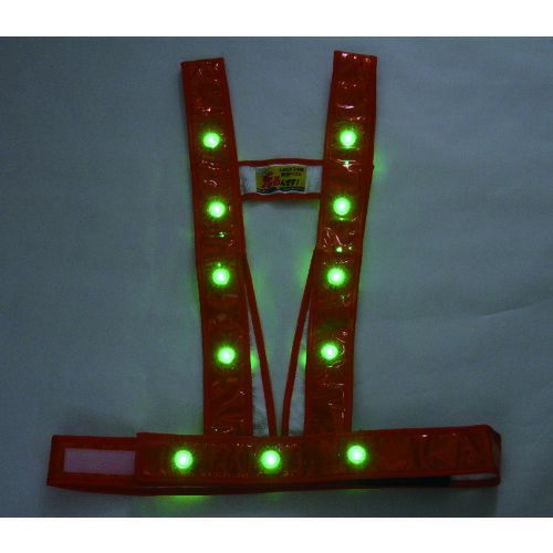 ミズケイ　ＬＥＤタスキ型安全ベスト「光るんです」＜オレンジ／緑ＬＥＤ＞
