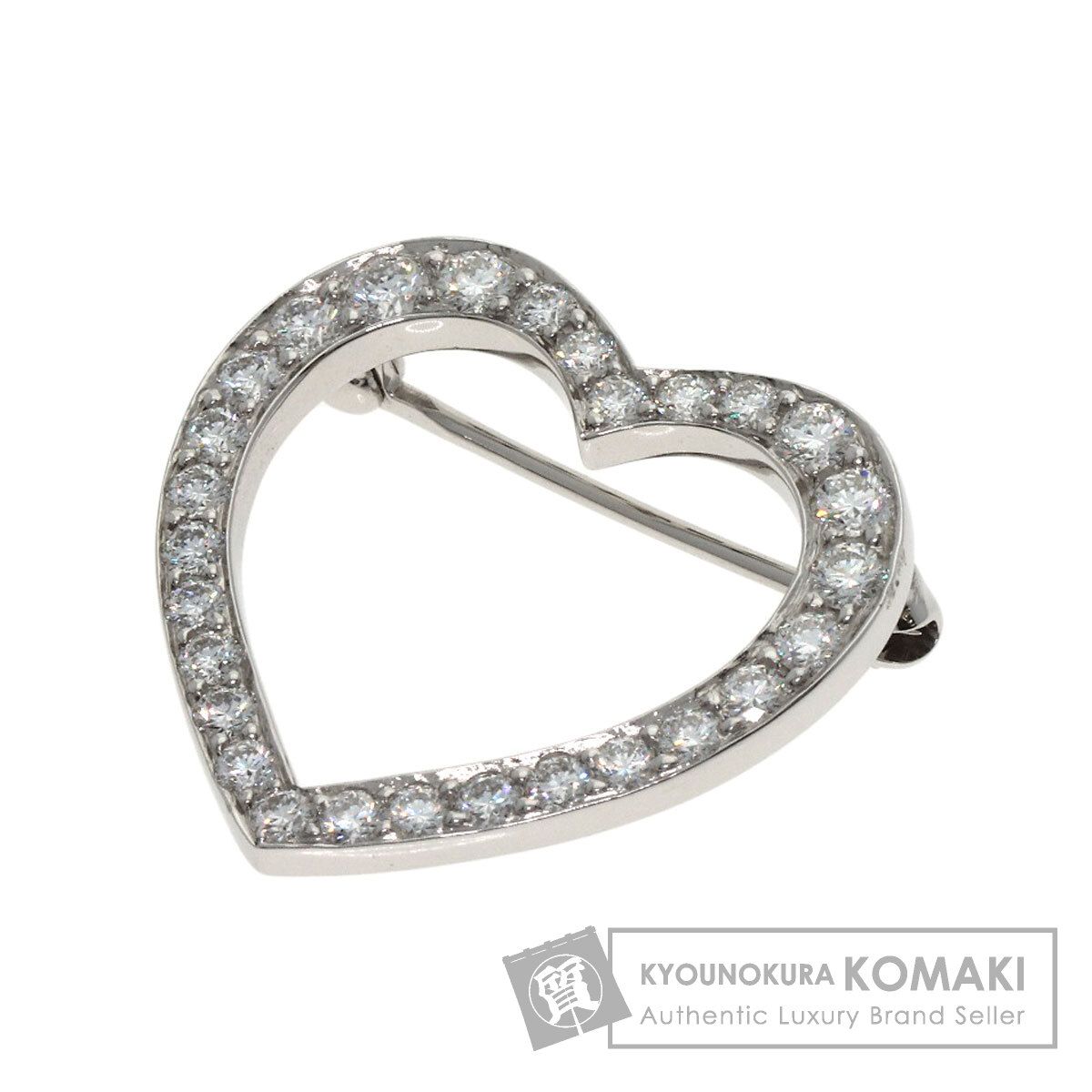 TIFFANY-Co. ティファニー オープン ハート ダイヤモンド ブローチ PT 950 レディース