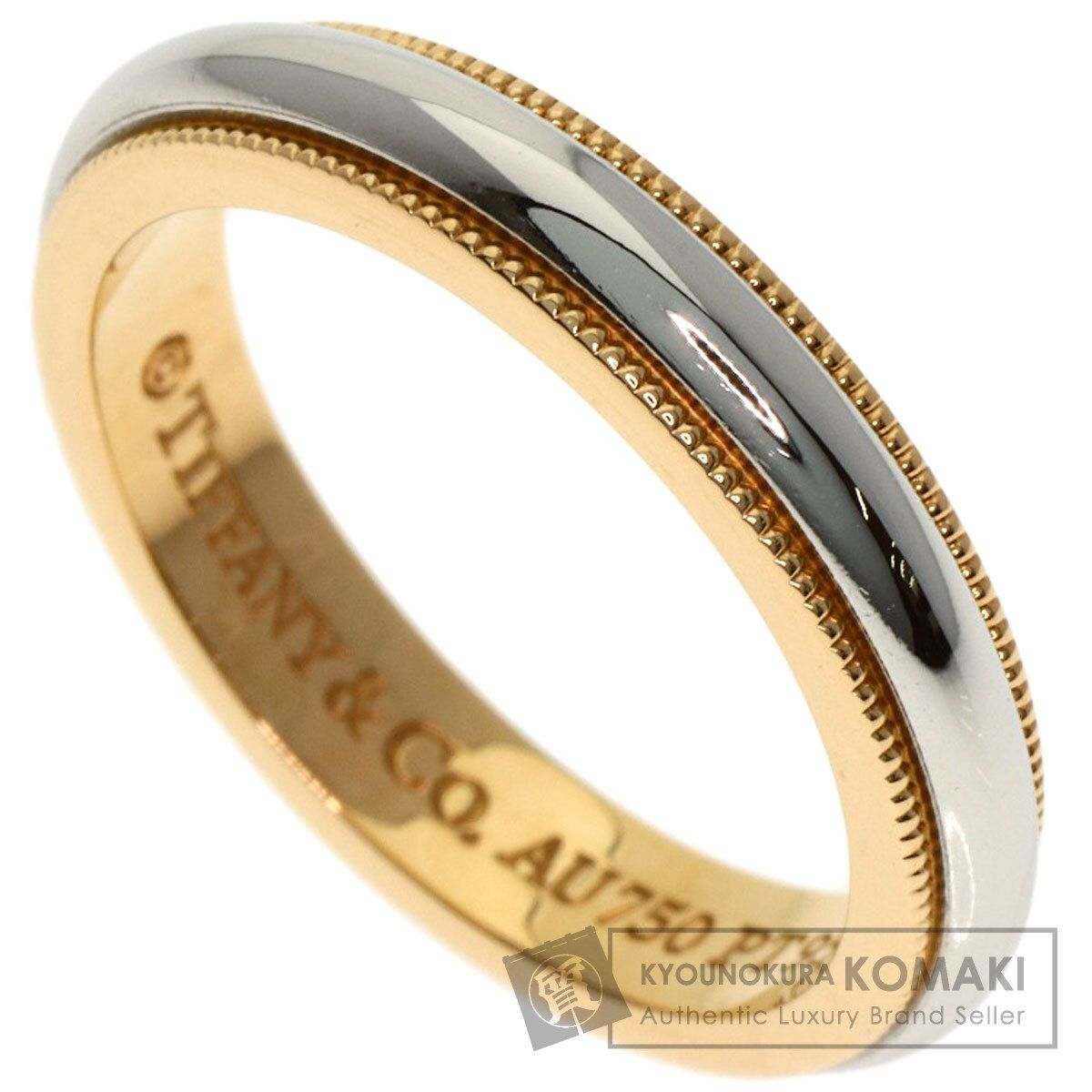 TIFFANY-Co. ティファニー ミルグレイン リング 指輪 PT 950 K 18 YG レディース