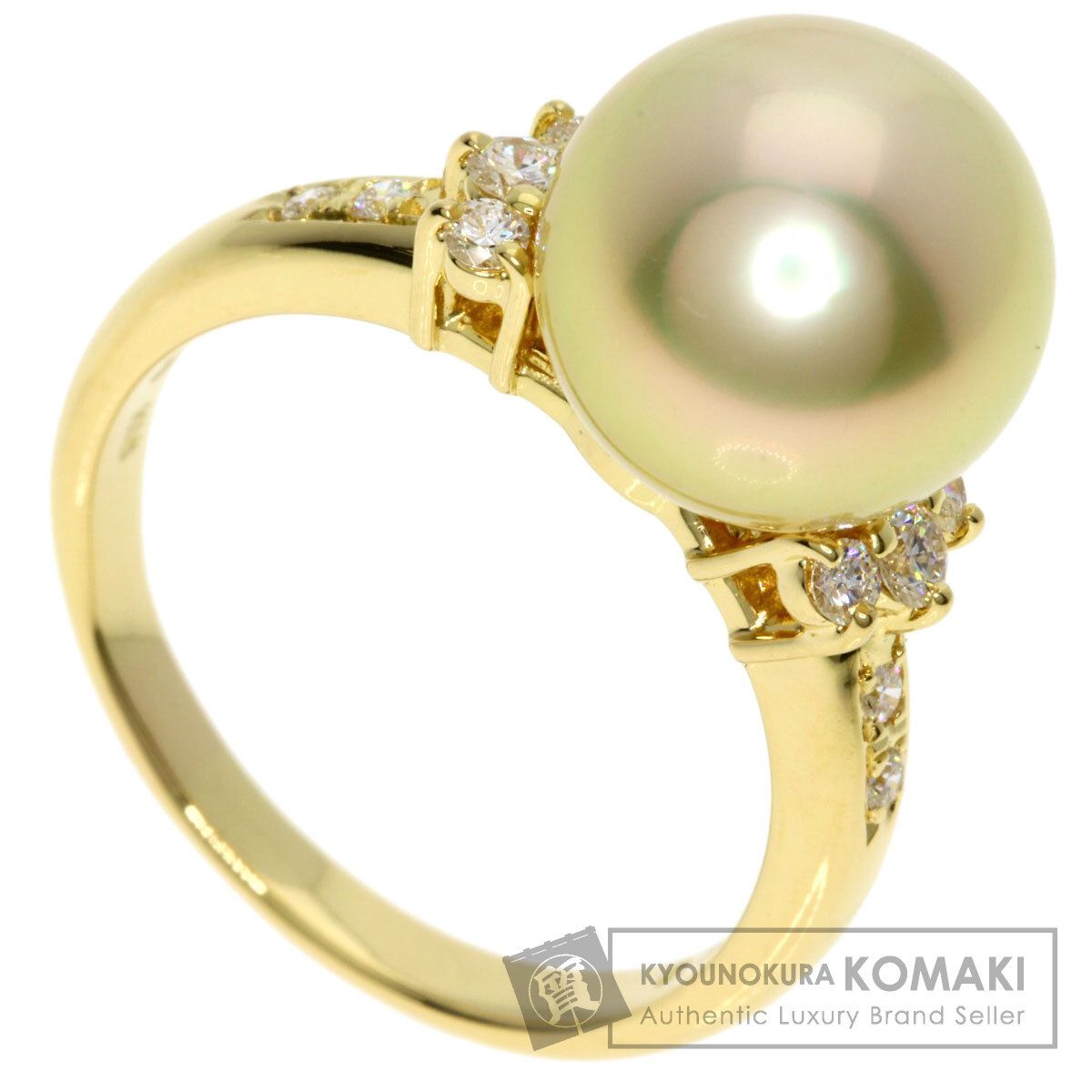 TASAKI タサキ ゴールデンパール 真珠 ダイヤモンド リング 指輪 K 18 YG レディース