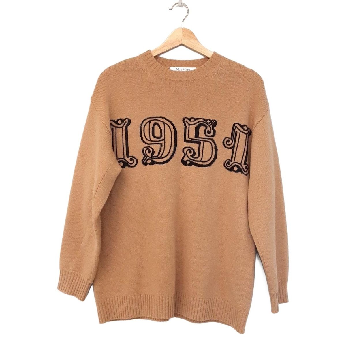 Max Mara マックスマーラ 長袖セーター サイズJ XS レディース - ライトブラウン×黒 クルーネック