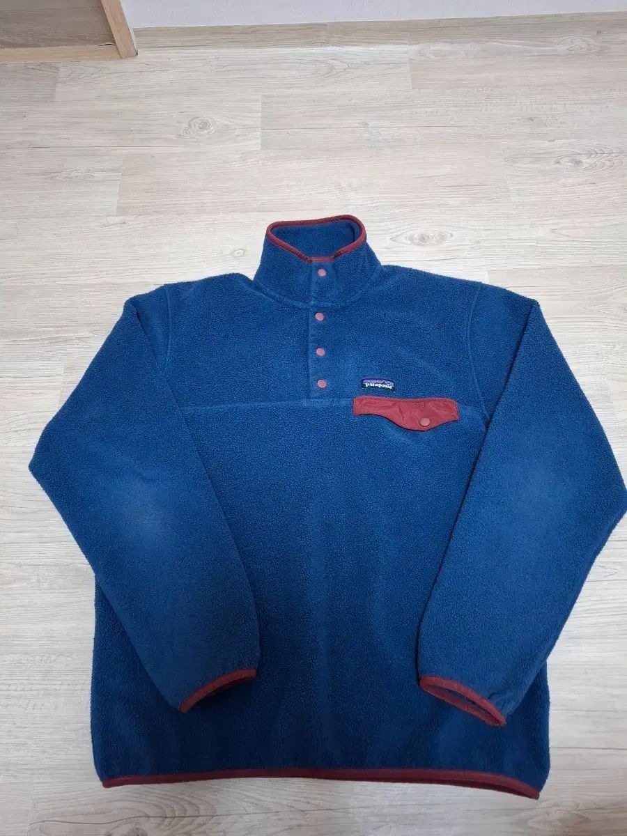 M patagonia Synchilla シンチラ スレート ブルー|オレンジ フリース プルオーバー スナップT