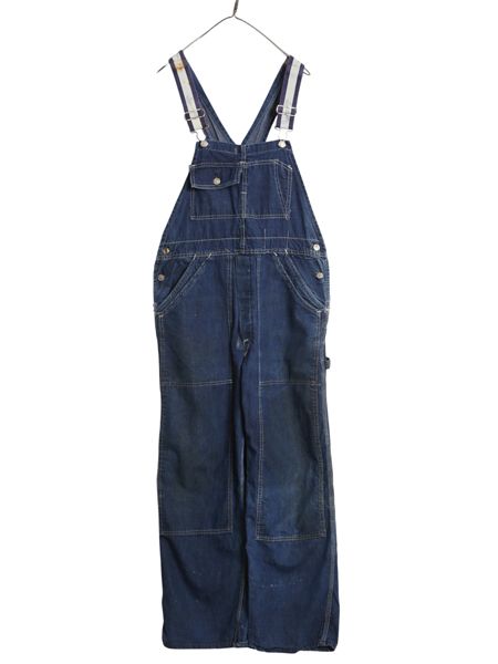 な ! 50 s DUBBLE WARE ダブルニー インディゴ デニム オーバーオール メンズ L 程 ヴィンテージ ツナギ ペインター ジーンズ ジーパン ワーク