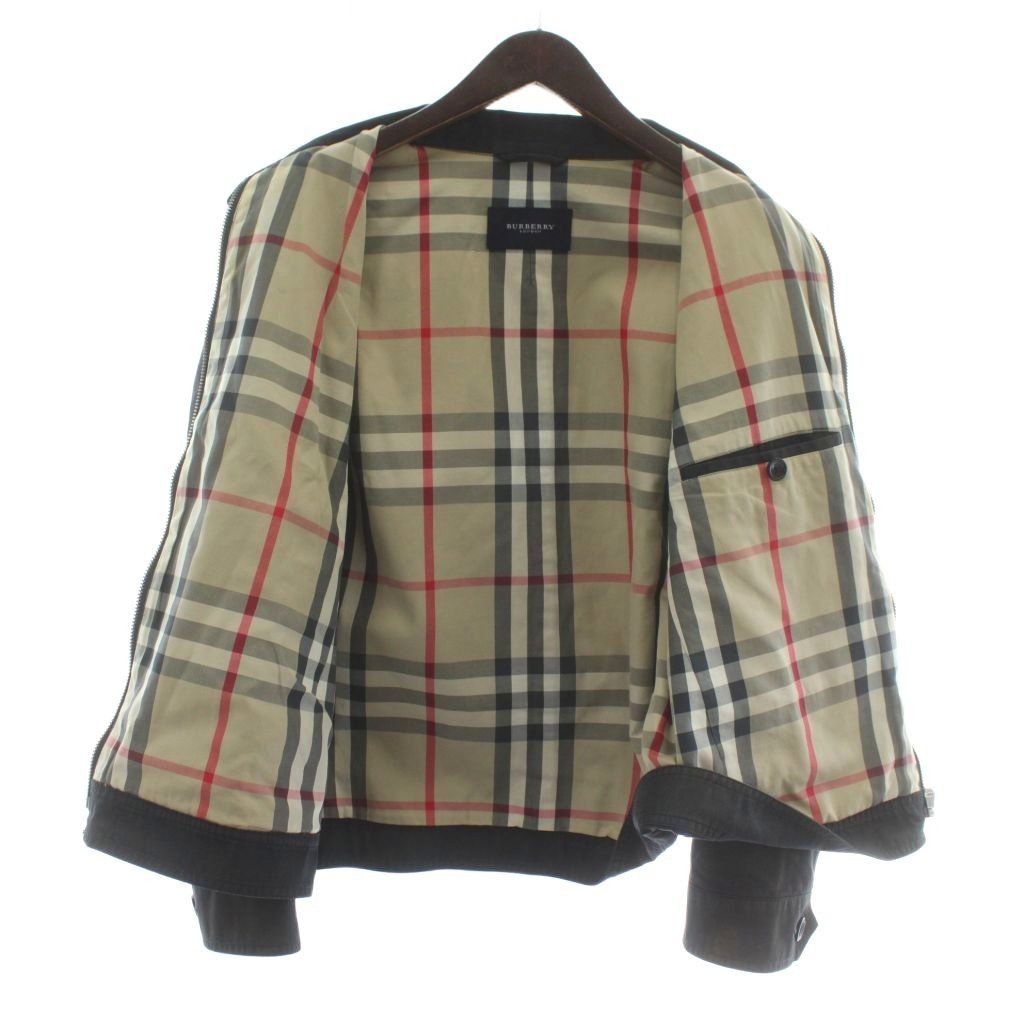 【中古】BURBERRY LONDON ジャケット ブルゾン アウター ハイネック ジップアップ 裏地ノバチェック ロゴ 刺繍 M 黒 バーバリー ロンドン BURBERRY LONDON ジャケット ブルゾン アウター