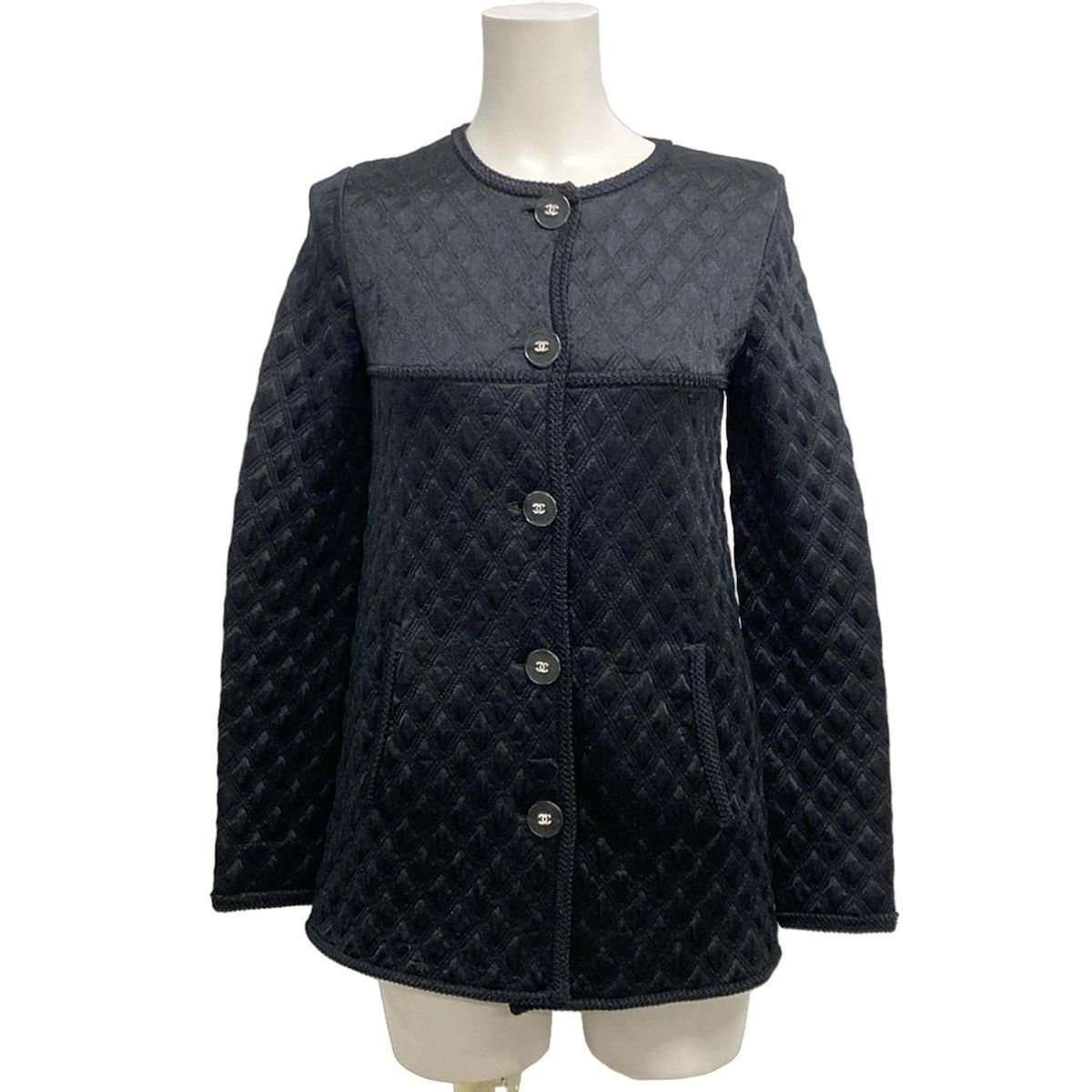 CHANEL シャネル カーディガン サイズ34 S レディース - P 57087 黒 長袖| 2017年 2018年 |キルティング シルク