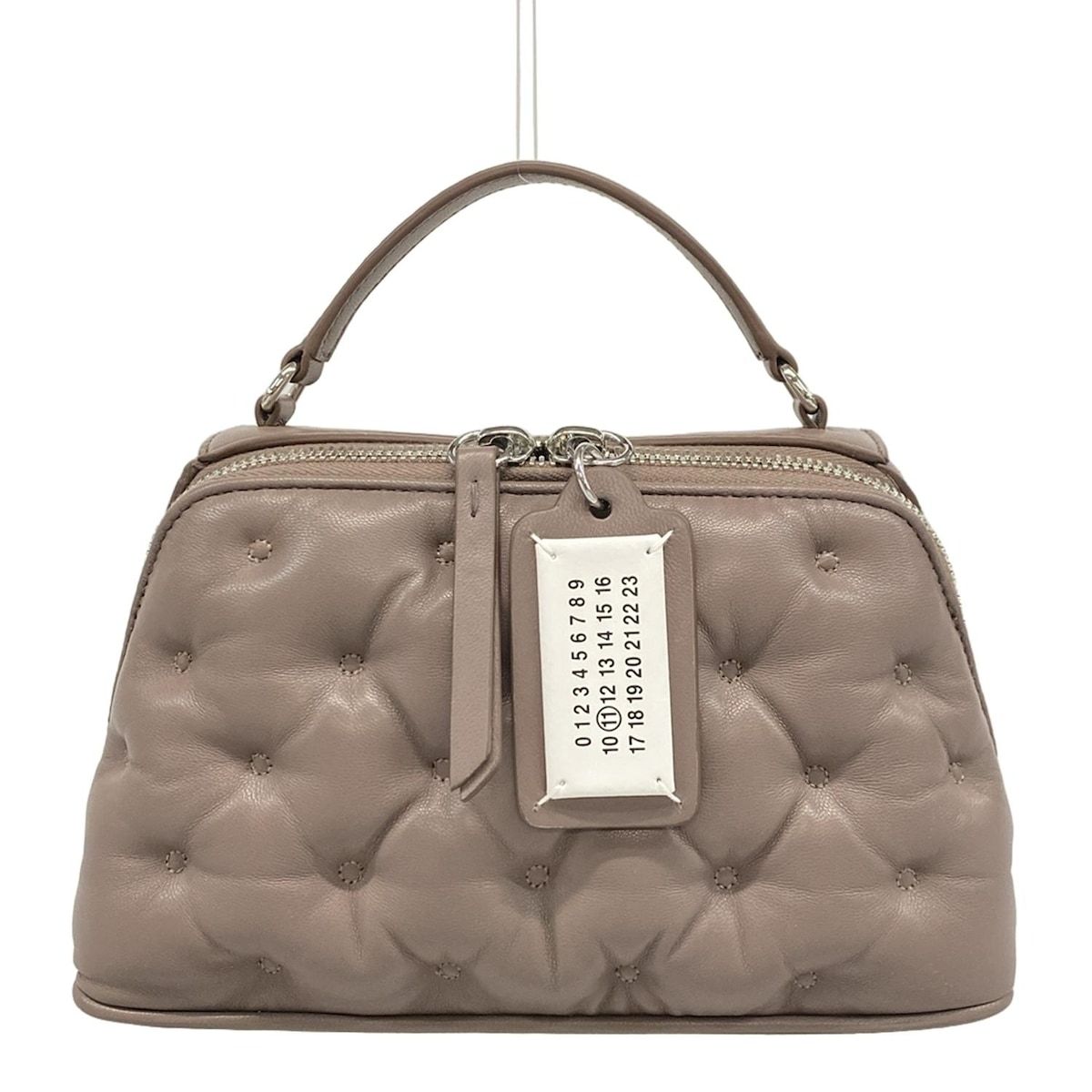 メゾンマルジェラ ハンドバッグ グラム スラムエンブロイダリー トラペゾイド バッグ スファンクス グレーブラウン レザー