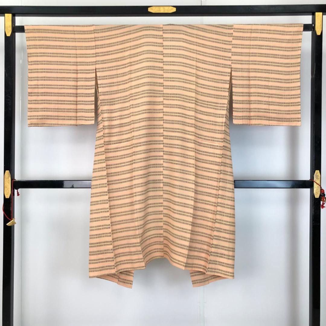 長襦袢 単衣 瓢箪柄 胡桃色 しつけ糸 半衿付 J-371