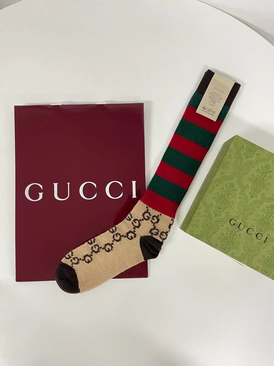 グッチ 靴下 GG ロゴ ストライプ ウール ロング ソックス ニーハイソックス