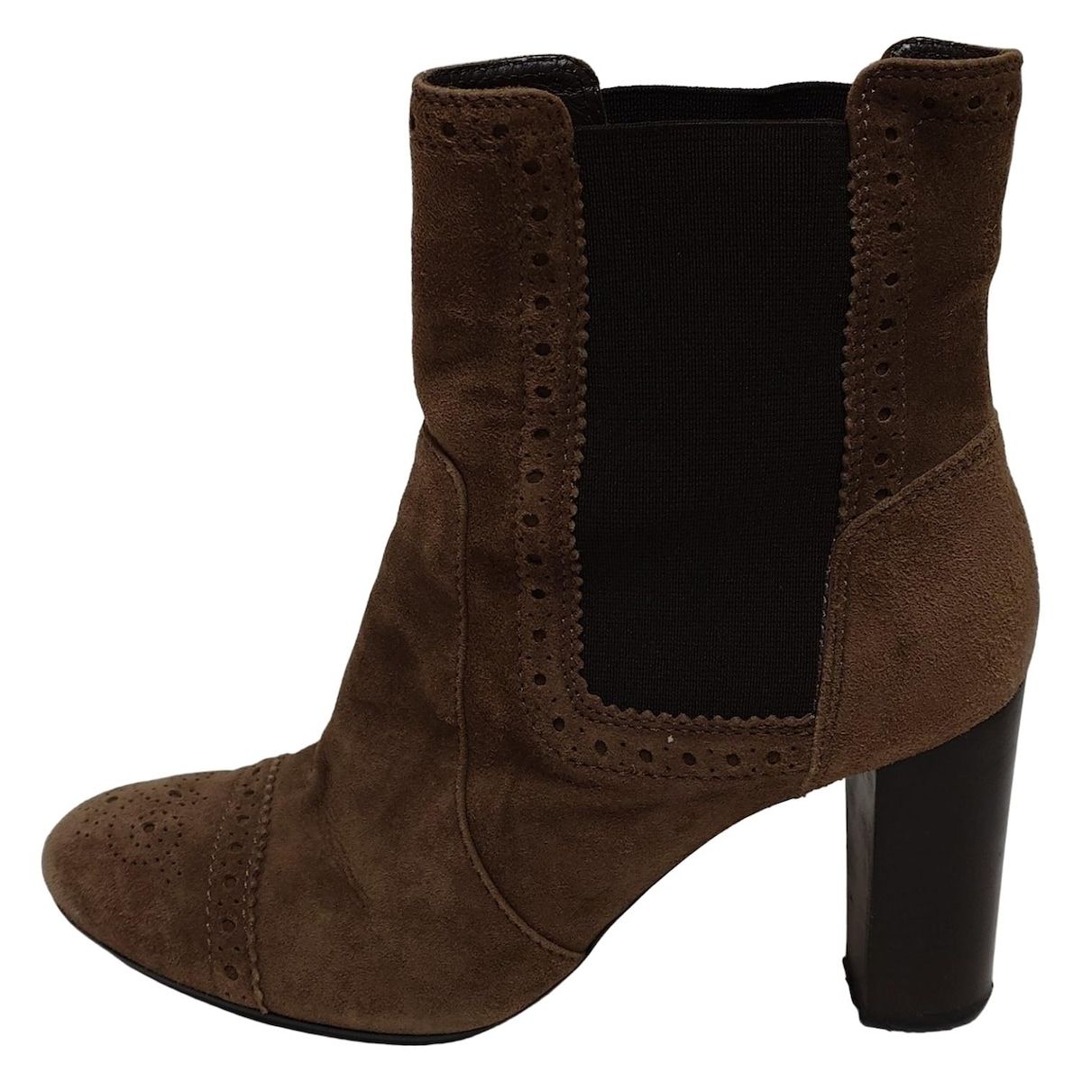 TOD S トッズ ショートブーツ 36 レディース - ダークブラウン パンチング|サイドゴア