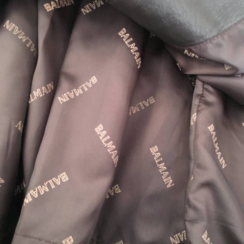 美品バルマンPARIS羊革レザートリミング&ウール100異素材コンビロングコート 美品バルマンPARIS羊革レザートリミング&ウール100異素材コンビロング