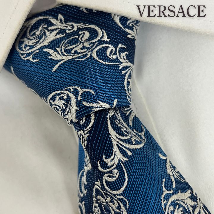 美品》VERSACE (ヴェルサーチェ) シルクネクタイ 総柄 バロック