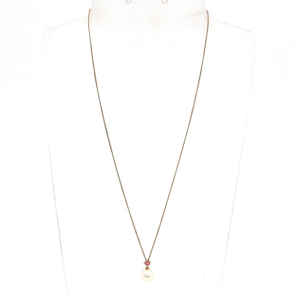 Unbranded ノーブランド ネックレス K 18 YG×アイボリー×ピンク 総重量 2.2 g|0.09刻印