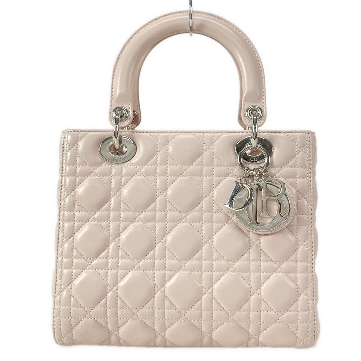 ディオール|クリスチャンディオール ハンドバッグ レディディオールミディアムバッグ _M 912 ライトピンク シルバー金具