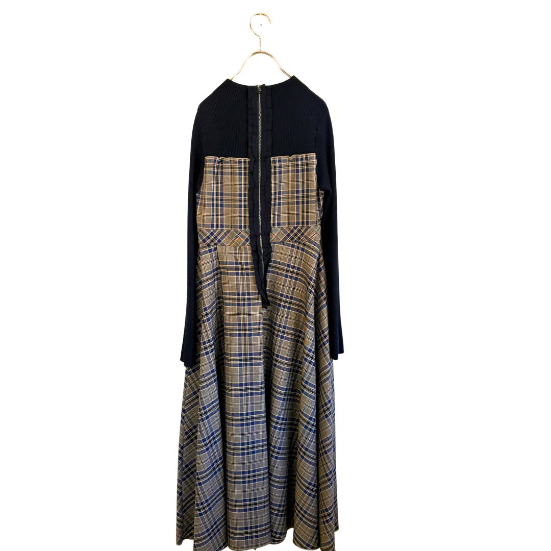  LANVIN チェック柄 フリル付きワンピース M その他 ワンピース