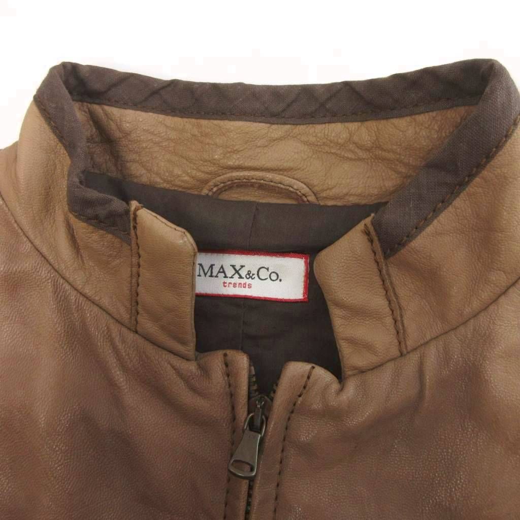 マックス&コー MAX&CO. レザージャケット ステッチ 茶 ブラウン 38