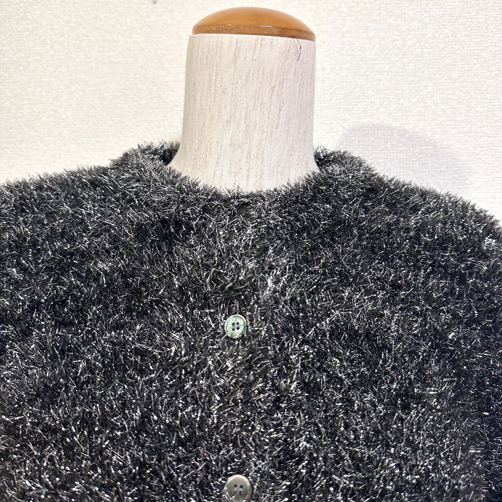 訳あり MIESROHE ミドルゲージラメシャギーカーディガン クルーネック