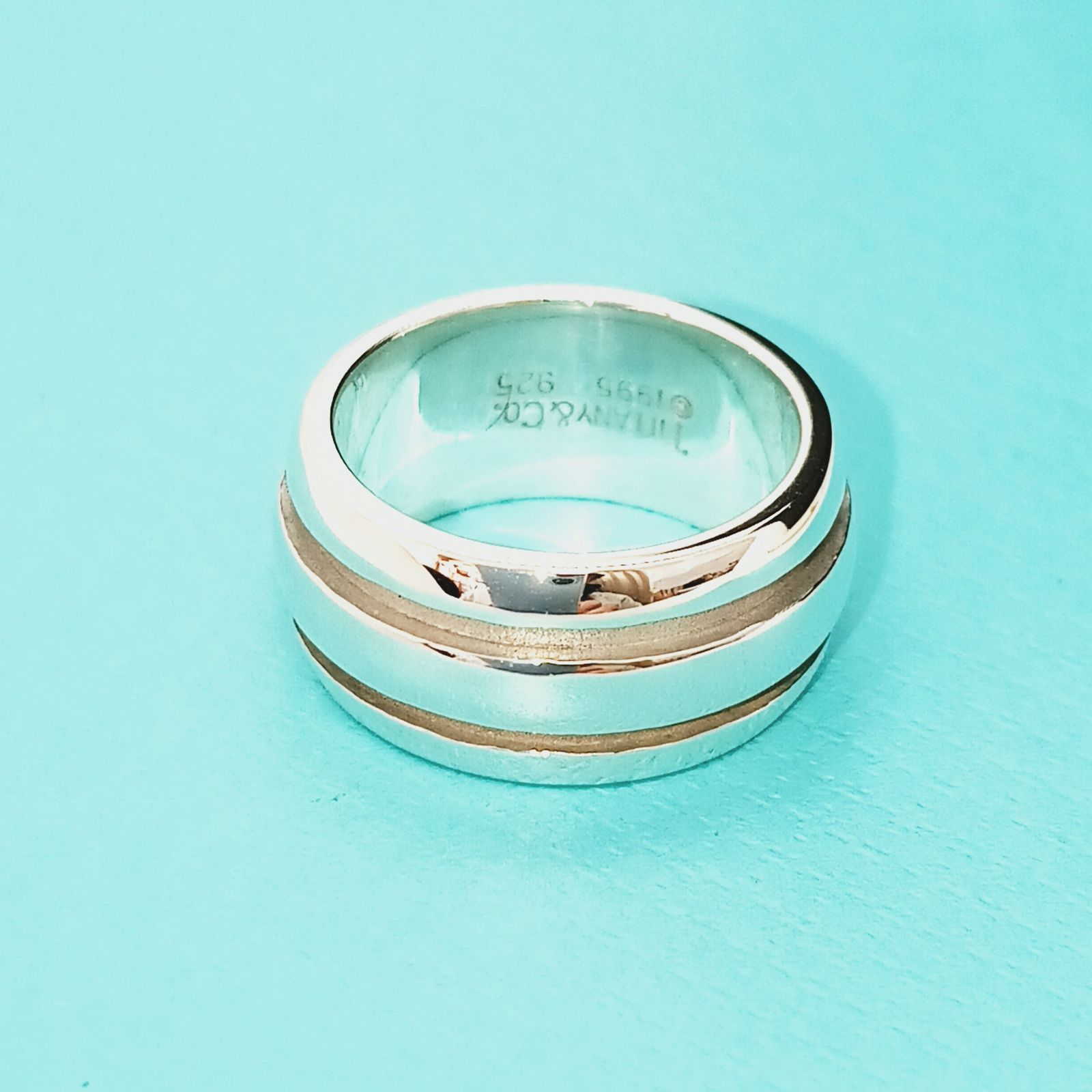 ティファニー TIFFANY グルーブドリング ダブルライン約9号 変色予防