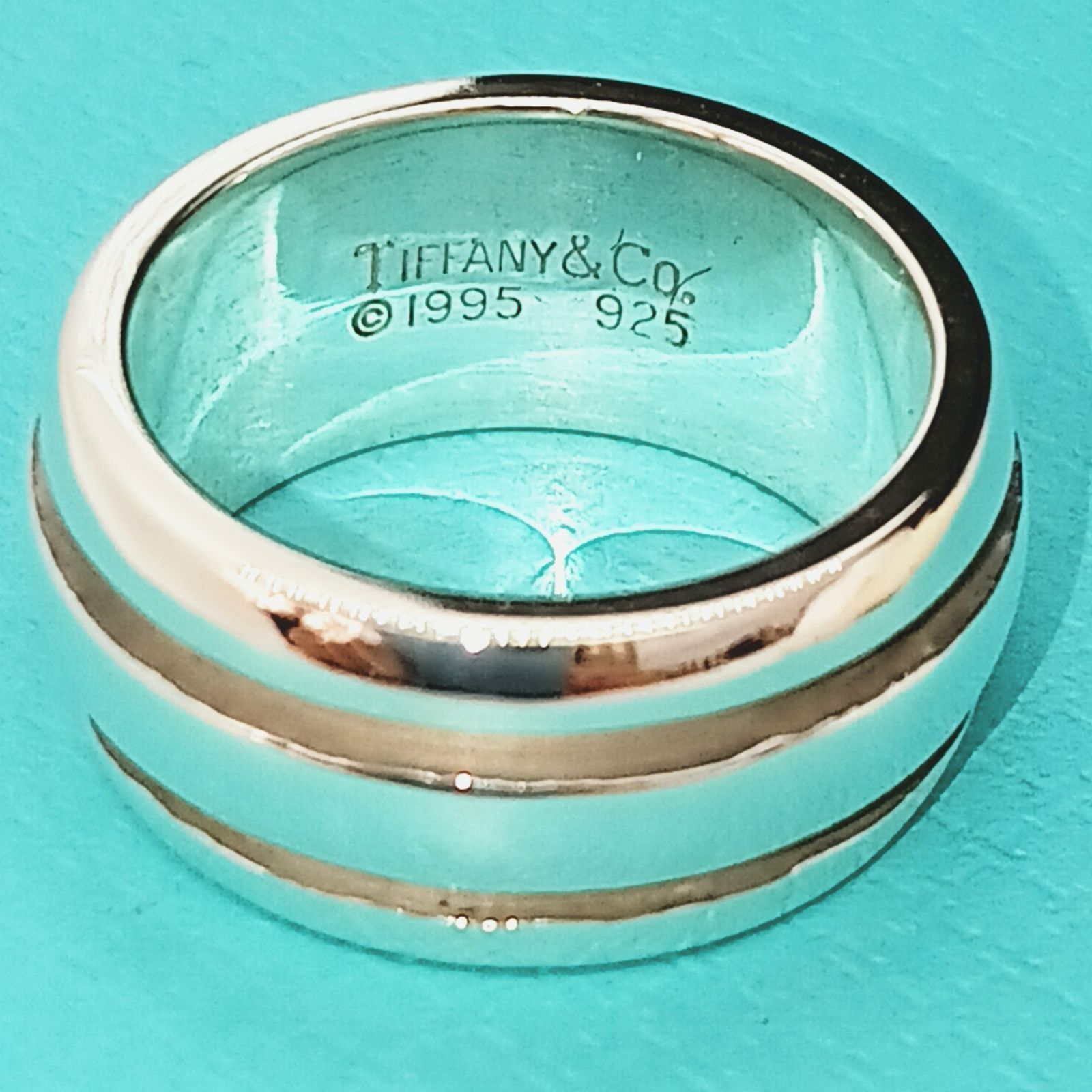 ティファニー TIFFANY グルーブドリング ダブルライン約9号 変色予防