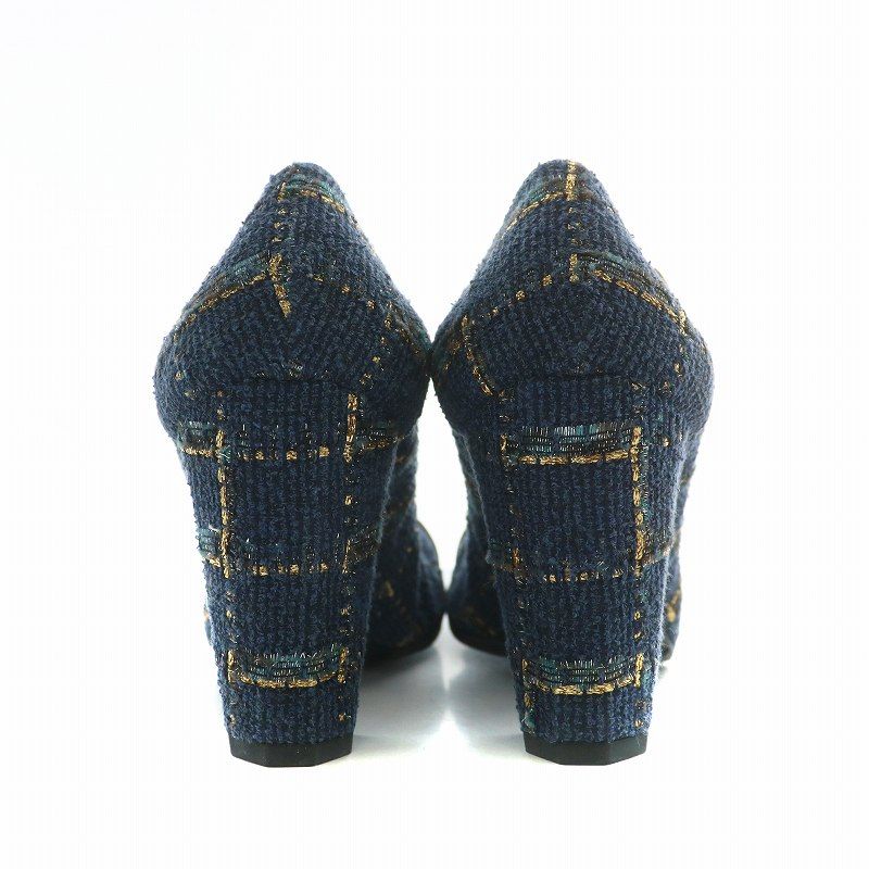 シャネル CHANEL G27827 パンプス ツイード ラウンドトゥ チャンキー