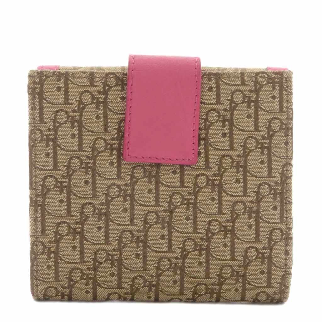 ディオール Dior 財布 二つ折り キャンバス レザー トロッター柄 W
