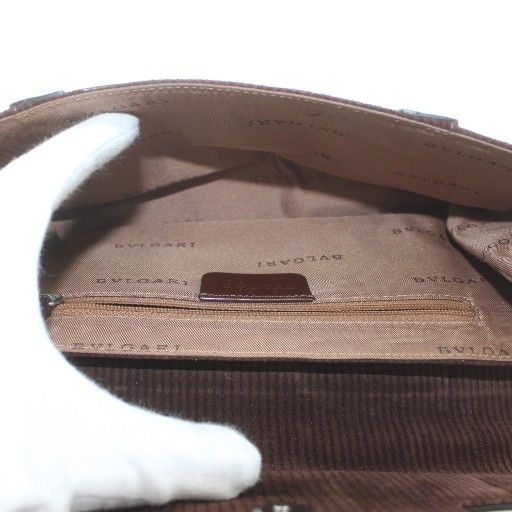ブルガリ BVLGARI ハンドバッグ ワンショルダー コーデュロイ エナメル  