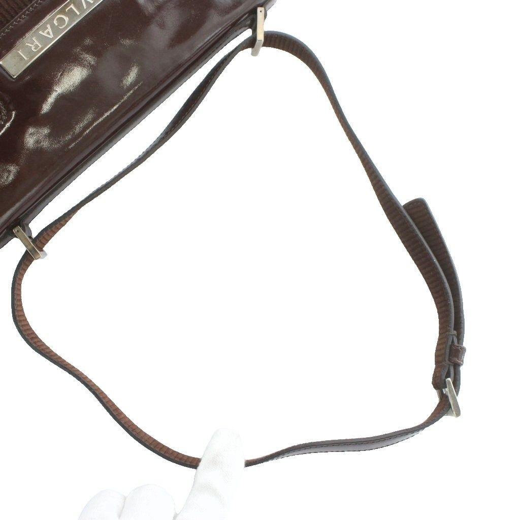 ブルガリ BVLGARI ハンドバッグ ワンショルダー コーデュロイ エナメル  