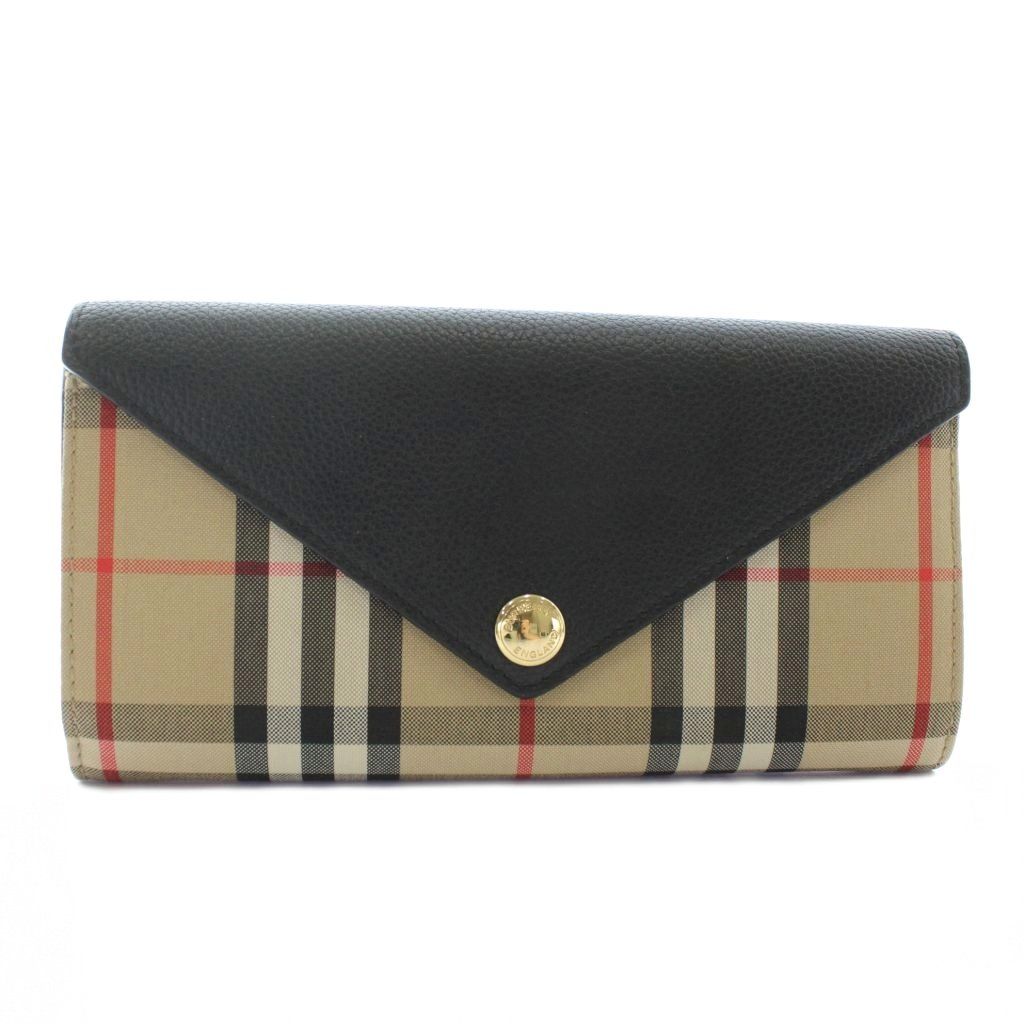 バーバリー BURBERRY 長財布 二つ折り キャンバス レザー ノバチェック 