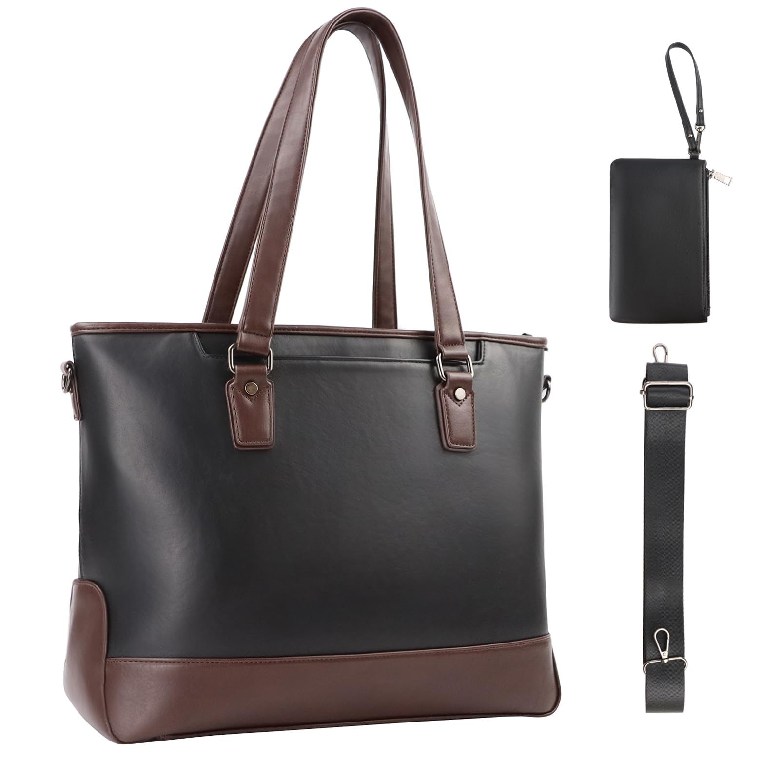 TOFEMY トートバッグ メンズ 四層構造 ビジネスバッグ 大容量 PUレザー ビジネストートバッグ A 4|15.6型PC収納 ショルダーバッグ 多機能 自立 カバン レザー 軽量 防水 小銭入れ付き 通勤 通学 出張 旅行