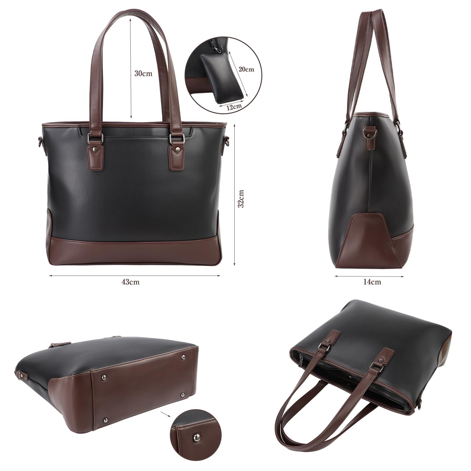 TOFEMY トートバッグ メンズ 四層構造 ビジネスバッグ 大容量 PUレザー ビジネストートバッグ A 4|15.6型PC収納 ショルダーバッグ 多機能 自立 カバン レザー 軽量 防水 小銭入れ付き 通勤 通学 出張 旅行