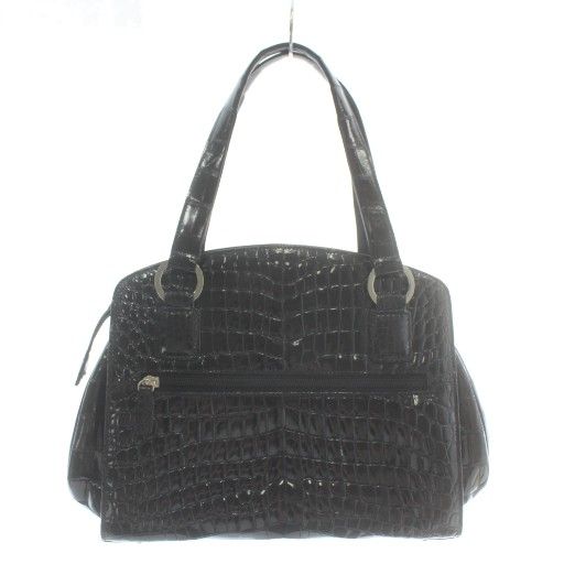 ブラック クロコダイル　トートバッグ クロコダイル トートバッグ ハンドバッグ シャイニークロコ ワニ革 本