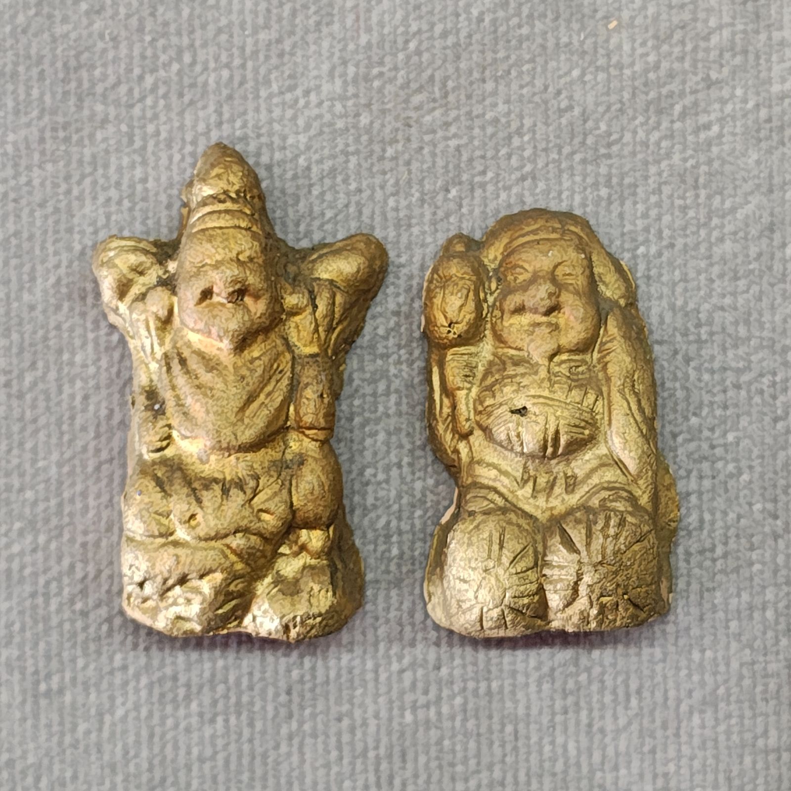 2 土人形 縁起物 大黒様 恵比寿様 七福神 郷土玩具 アンティーク 