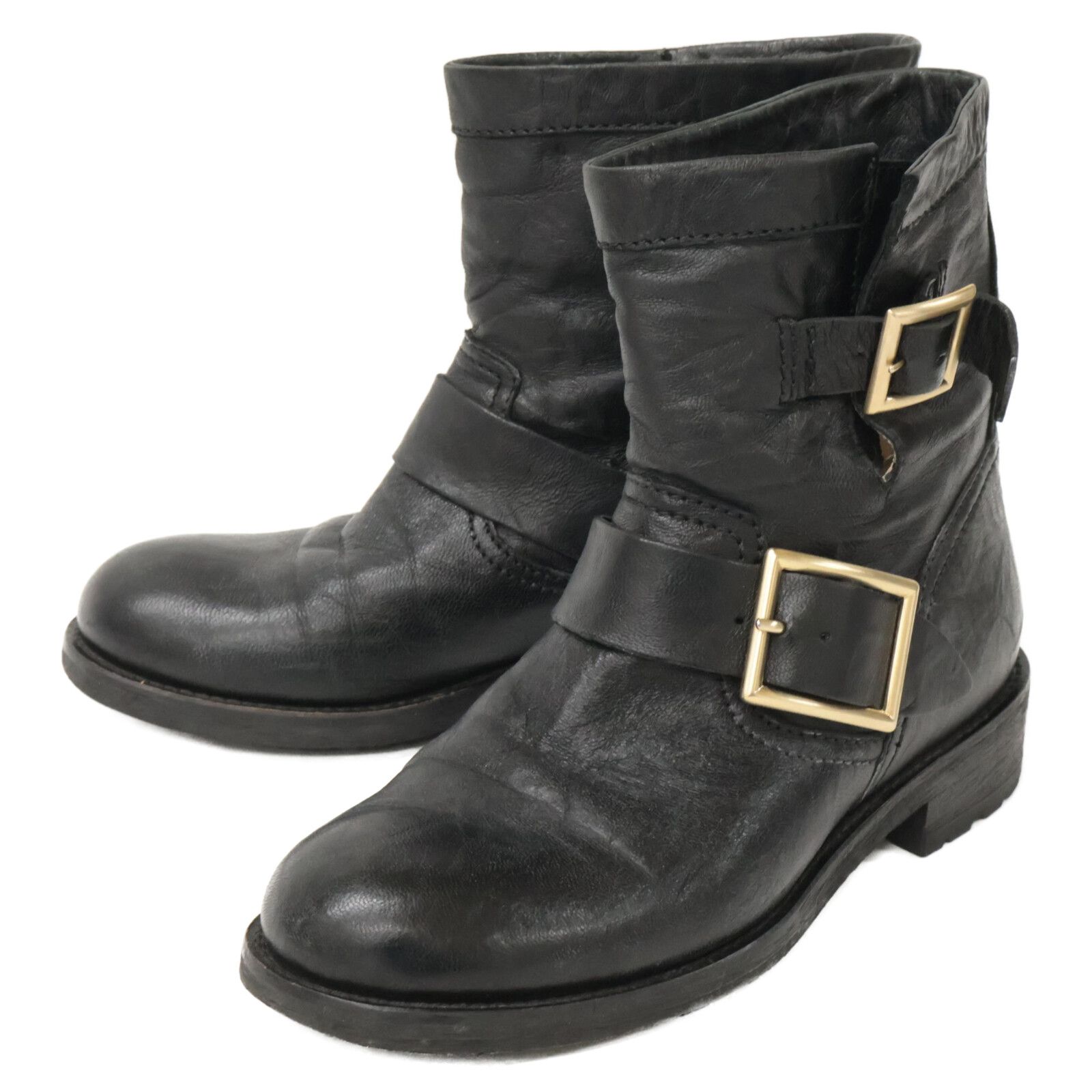 JIMMY CHOO ジミーチュウ YOUTH ユース ショート エンジニア ブーツ 34