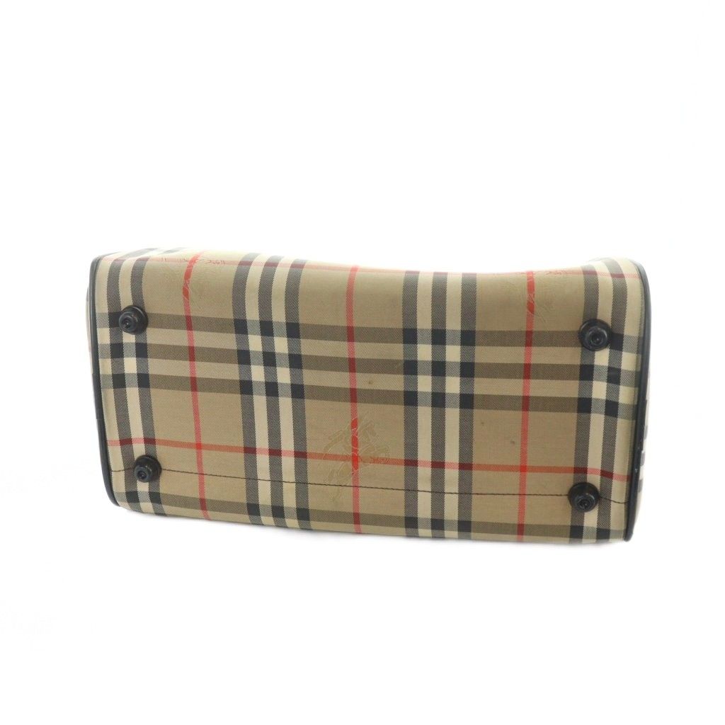 【中古】バーバリーズ Burberrys ハンドバッグ ミニボストン ノバチェック キャンバス レザー ロゴ 茶 ブラウン バーバリーズ Burberrys ハンドバッグ ミニボストン ノバチェック