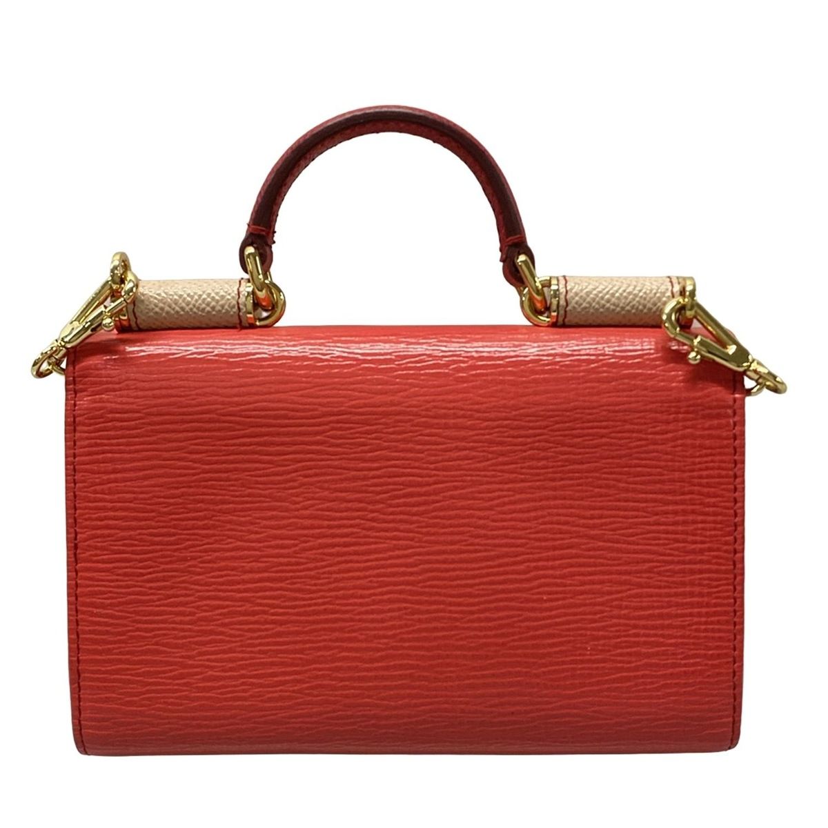 DOLCE-GABBANA ドルチェアンドガッバーナ 小物入れ シシリー VON BAG ピンク×ベージュ×レッド フォンバッグ レザー