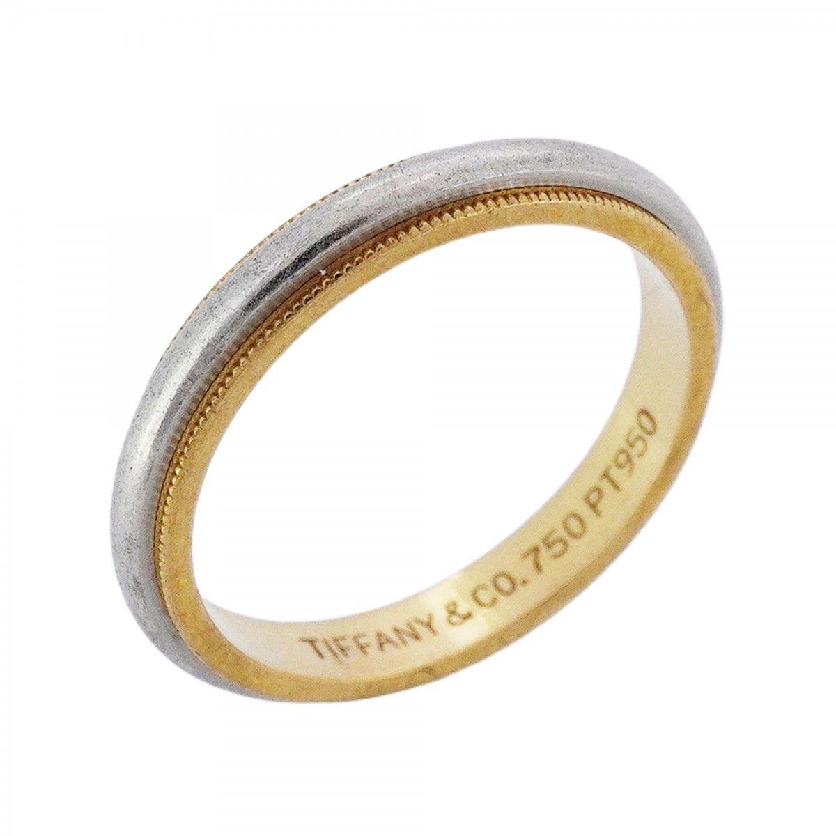 5 jpb 0650 ティファニー リング ミルグレイン K 18 YG イエローゴールド Pt 950 プラチナ 20号 メンズ