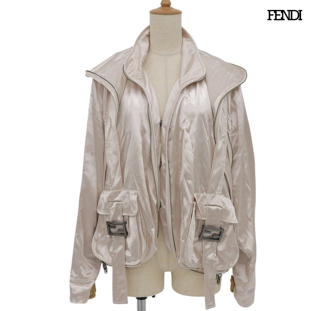 超 フェンディ FENDI 2025年商品 FFメタル バックル オーバーサイズ ジップジャケット 40 レディース