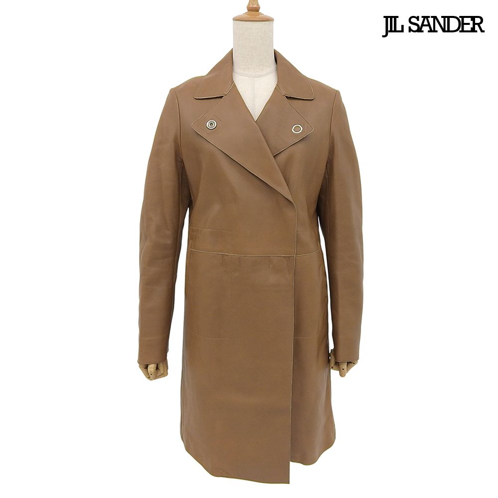 超 ジルサンダー JIL SANDER アイテム 歴史的アーカイブ1973年 1 stコレクション 55035 ラムレザー ダブルスナップ コート 38 S レディース