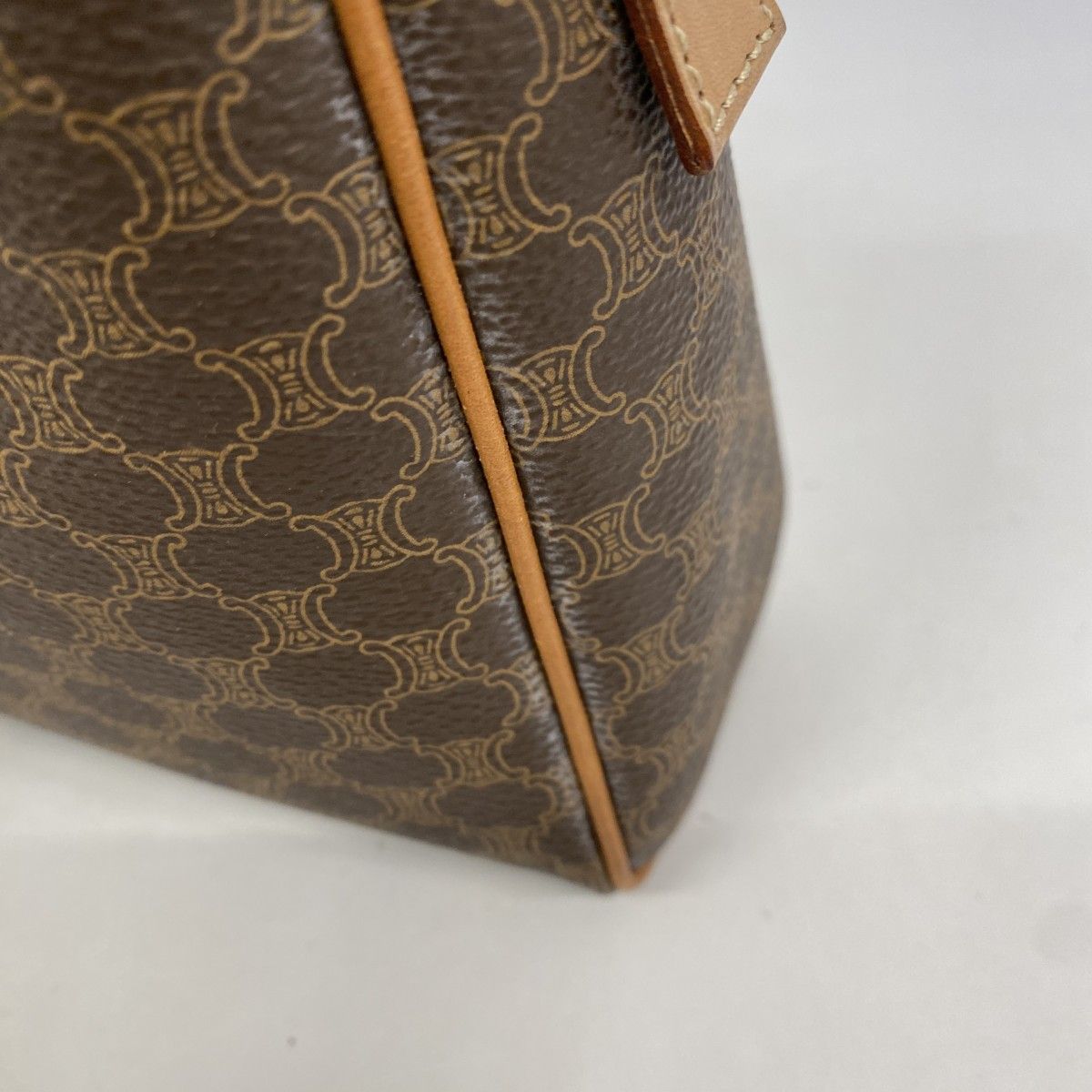 6ab0746】セリーヌ ポーチ マカダム PVC ブラウン ゴールド金具【中古