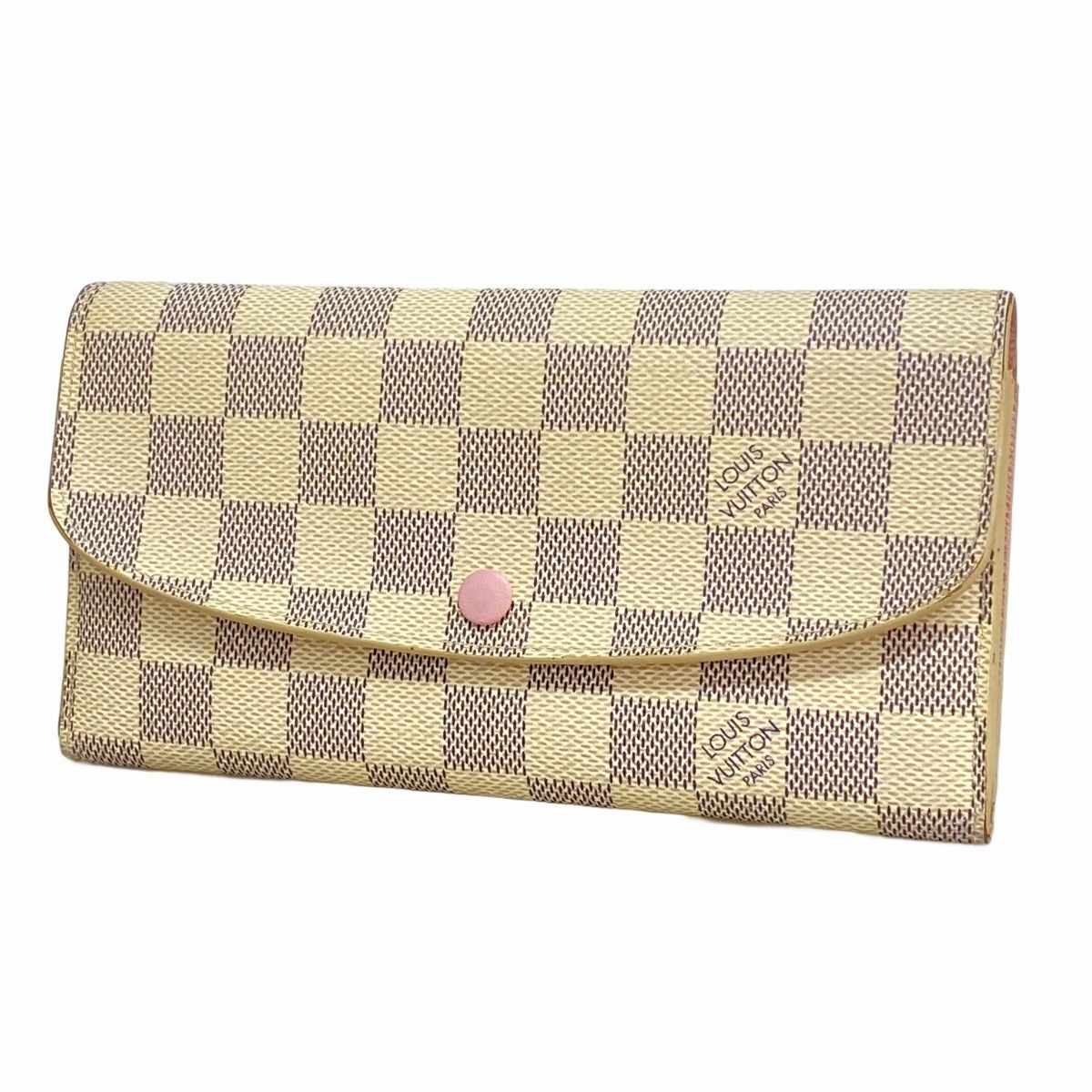 6 ab 0739 ルイヴィトン 長財布 ダミエ アズール ポルトフォイユ エミリー N 41625 ホワイト ローズバレリーヌ レディース