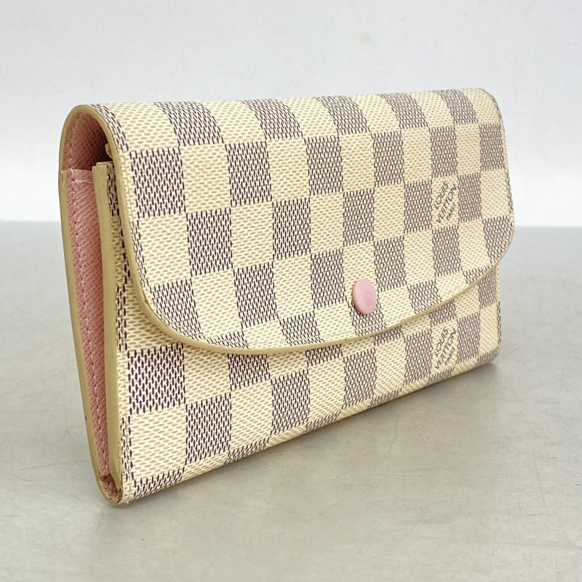 6 ab 0739 ルイヴィトン 長財布 ダミエ アズール ポルトフォイユ エミリー N 41625 ホワイト ローズバレリーヌ レディース