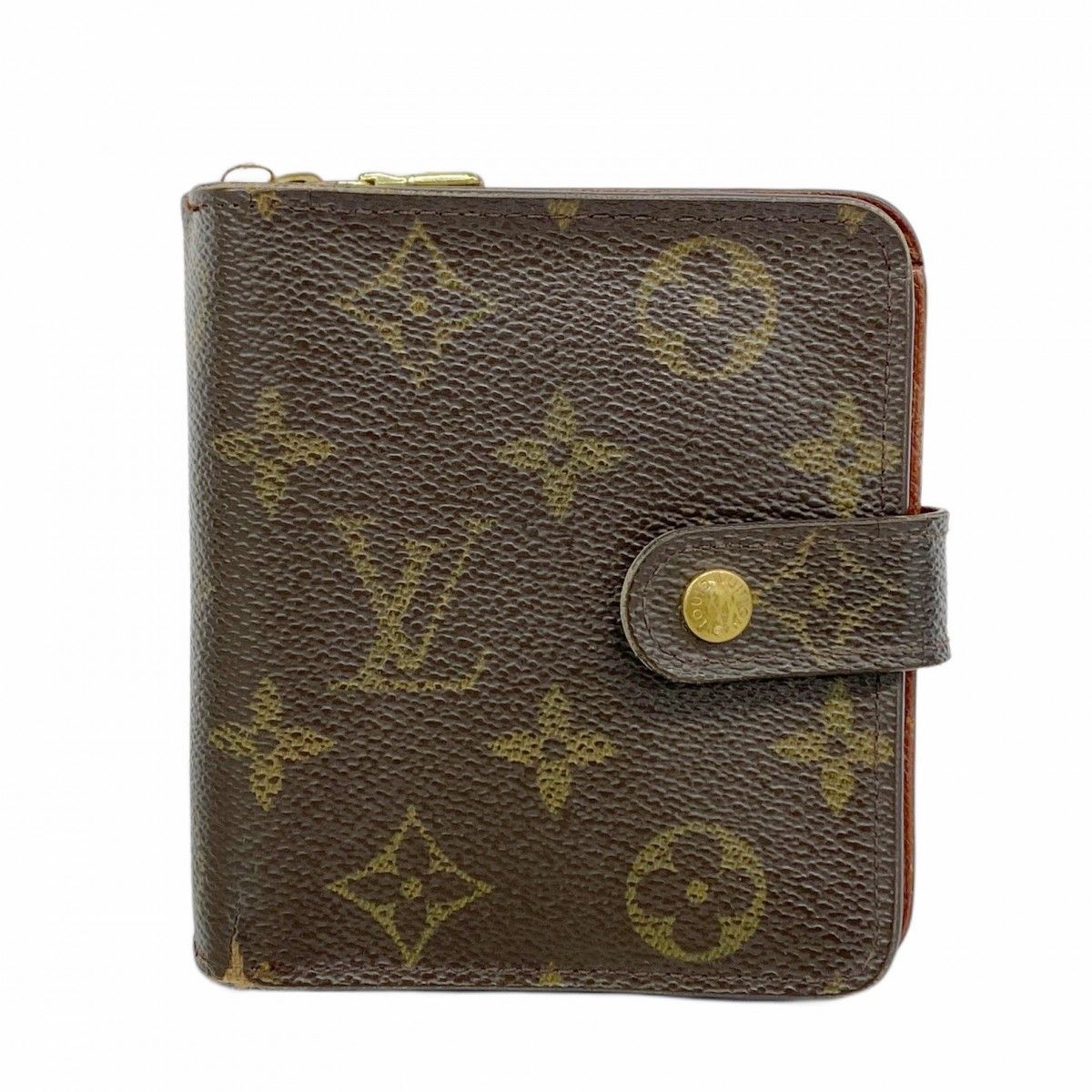 6 ab 0754 ルイヴィトン 財布 モノグラム コンパクトジップ M 61667 ブラウン レディース