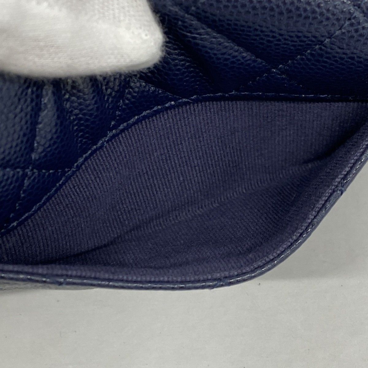  6 ab 0804-k シャネル カードケース マトラッセ キャビアスキン ネイビー ゴールド金具 レディース その他 小物