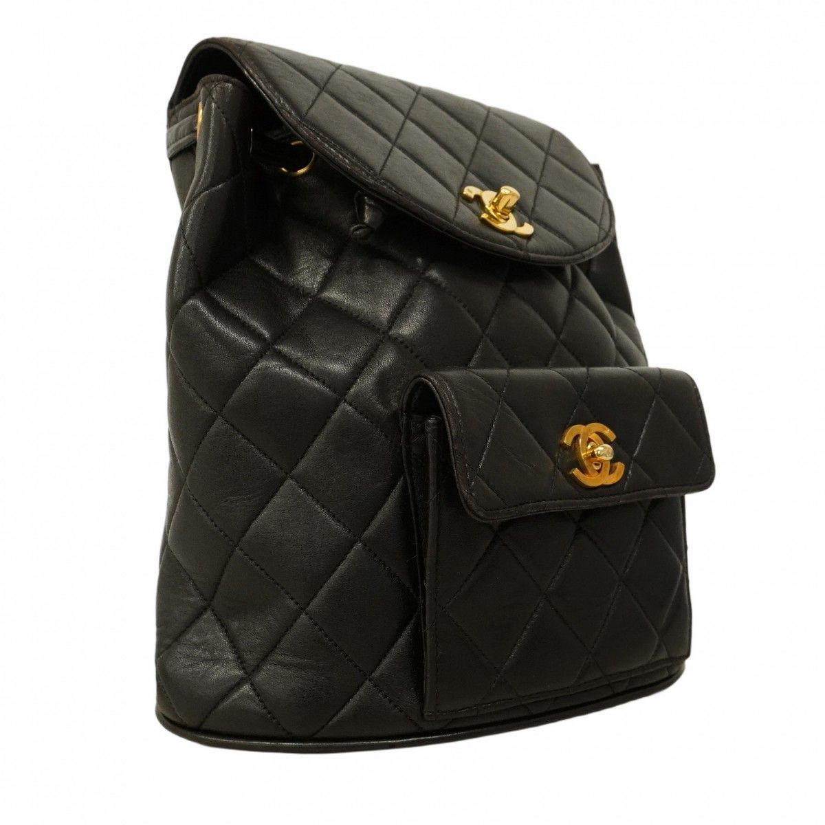 ★最終価格★SALE【5oe5466-h】シャネル リュック・デイパック マトラッセ ラムスキン ブラック ゴールド金具【中古】レディース 6ab0840】シャネル リュック・デイパック マトラッセ ラムスキン