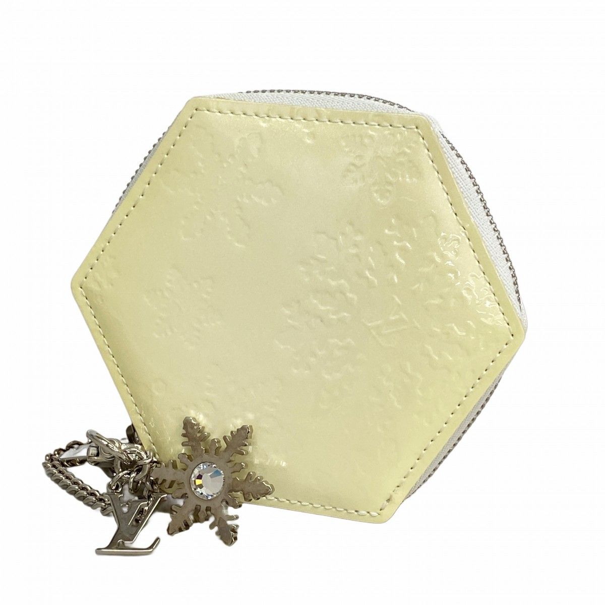 6 ab 0845 ルイヴィトン コインケース ヴェルニ ポルトモネ フロコン M 58216 ペルル レディース